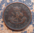 1857 Bank Of Upper Canada One Penny Bank Token Large Coin Circulated Free Ship