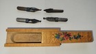 Antique Sliding Top Hand Painted Wooden Box W 4 Pen Nibs Redis-oranienburg