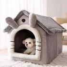 Dog House Kennel Pet Dog Cat Bed For Small Dogs Winter Warm Plush Cat Bed Nest