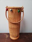 Vintage Tall Nantucket Basket W swing Handle Christmas   Nautical Decor 
