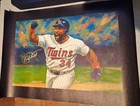 Kirby Puckett Twins Ws Hr Autographed 12x18 Canvas Coa