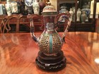 A Rare And Important Chinese Ming Clobbered  double-walled  Ewer With Cover 