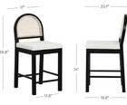 Nathan James Bailey Boucle Rattan Bar Stool Counter Height Woven Black Oak white