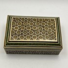 Vintage Persian Marquetry Khatam Kari Trinket Box Inlaid On Inside And Bottom