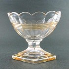 Heisey - Gold Flashed Banded Diamond  8025 - Pedestal Master Open Salt   Nut Cup