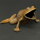 Antique Chinese Brass Carved Frog Statue Feng Shui Toad Wealth Decoration