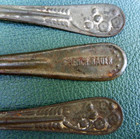 Primitive Antique Embossed Tin Ice Cream Tasting Scoop Spoons Lot Of 3