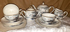 Hiyasi Kutani Japanese Geisha Lithophane Tea   Dessert Set 17pc