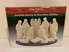 Porcelain Nativity 12 Pc Set Wood Base Beautiful Gorgeous Vntg In Org  Box New