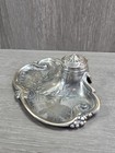 Vintage Art Nouveau Inkstand   Glass Inkwell W pen Tray