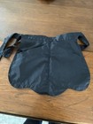 Vintage Polyester Apron Black 2 Pockets Each Side Scalloped Trim Reversible Tie