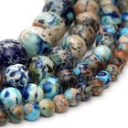 Blue Imperial Jasper Beads Strand Round Stone Jewelry Making 4mm 6mm 8mm 10mm