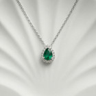 925 Sterling Silver 0 65 Ct Pear Emerald Cluster Pendant Simulated Diamonds-18 