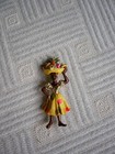 Vintage Rare 1950 s Hawaiian Polynesian Lady Fruit Seller Brooch Pin Unused