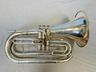 King U s a  Model 1127 Silver Marching Baritone Horn   King Case