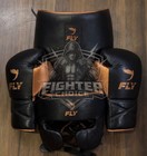 Fly Boxing Set Black Gold Cowhide Leather Sparring   Training