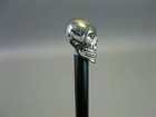 Antique Brass Skull Head Handle Vintage Wooden Walking Stick Solid Cane Gift