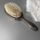 Vintage Hairbrush Silver Plated Ornate Floral Filigree Vanity Brush