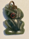 1    Newzealand Carved Nephrite Maori Greenstone Pounamu Red Wax Jade Hei-tiki Old