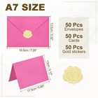 50pack Dark Pink 5x7 Envelopes  A7 Envelopes With Cards Stickers