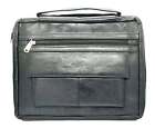 Black Genuine Leather Bible Cover Book Organizer Brief Case Back Organizer