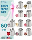 60pcs Extra Large Russian Piping Tips Set - 10 Flower Nozzles For Cake Decoratin