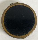 Vintage Metal Embroidered Petit Lid Pill Box Hinged Gold Black Silver Tone