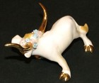 Vintage Holy Cow Pink Longhorn Bull W  Gold Horns   Hooves Walker Hagen Renaker