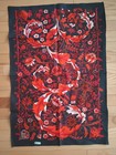 Vtg Irish Linen Kitchen tea Towel Flower   Leaves Design Black Orange