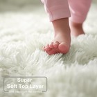 8ft Cream Ivory White Round Shaggy Area Rug     Fluffy Plush Carpet