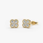 0 30 Ct Round Natural Diamond 14k Solid Gold Cluster Floral Stud Fine Earrings