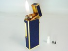 Working Dunhill Rollagas Lighter Lapis Lazuli Blue Gold  W flint   Adapter  b802