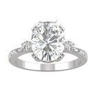 Solid 14k White Gold Moissanite Three Stone Engagement Ring 2 20 Carat Oval Cut