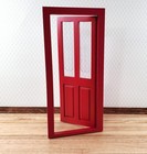 Dollhouse Exterior Front Door With Windows Red 1 12 Scale Miniature Diy