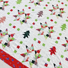 Christmas Tree In Stars Cotton Fabric Patchwork Quilt Top topper 86x86 