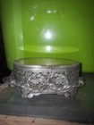 Antique Vintage Glass Ormolu Filigree Jewelry Casket Brass Beveled Glass Trinket