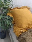 Ruffled Pillowcase Linen Pillow Sham With Ruffle Around Buttons Closure Gift