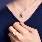 Vintage Jewelry Set Lab-created Blue Sapphire Ring Pendant Earrings Gift For Her