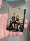 Vintage Antique 1880 Tintype Photo Beach Early Bathing Swim Suit Girl Photograph