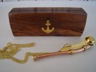 Brass   Copper Boatswain Whistle W  Box   Bosun Call Pipe   Nautical Maritime