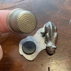 Vintage Original Pewter Cat Figurine Sewing Thimble Holder Stand Base
