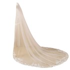 Long Lace Wedding Bridal Veil With Metal Comb - Elegant 1 Tier Design  F10