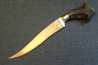Middle Eastern Antique Knife Damascus Tulwar Short Sword Horn Handle