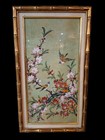 Vintage Asian Oriental Chinese Chinoiserie Avian Cherry Blossom Painting Gild