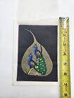 Vintage Hand Painted Birds On Pipal Tree Leaves India Peepal Leaf Lot Of 3 