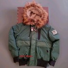 Diesel W Burkisk Hooded Bomber Jacket Green Winter Insulated Padded Faux Fur 