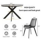 Jiexi Round Dining Table Set With Sleek Gray Chairs For Kitchen   Living Room