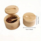 1pc Bamboo Salt   Pepper Seasoning Jar    Spice Storage Container With Lid   Spoon