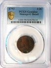 1793 Liberty Cap Flowing Hair Half Cent 1 2c - Pcgs Good Detail - Rare Coin 