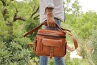 Biggest Genuine Leather Camera Bag  Carry Case For Nikon Canon Lens Accessories